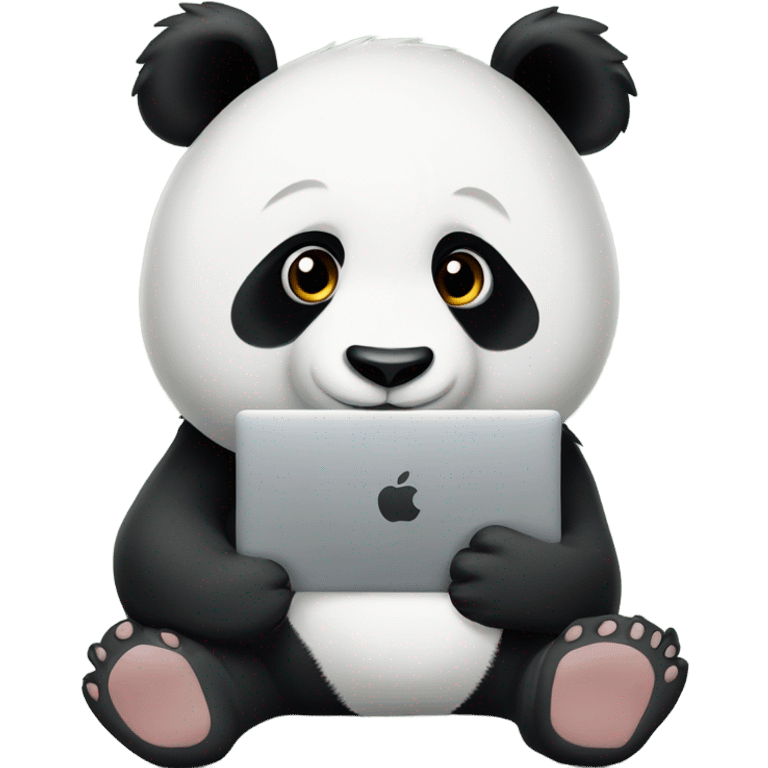 panda bear coding at macbook emoji