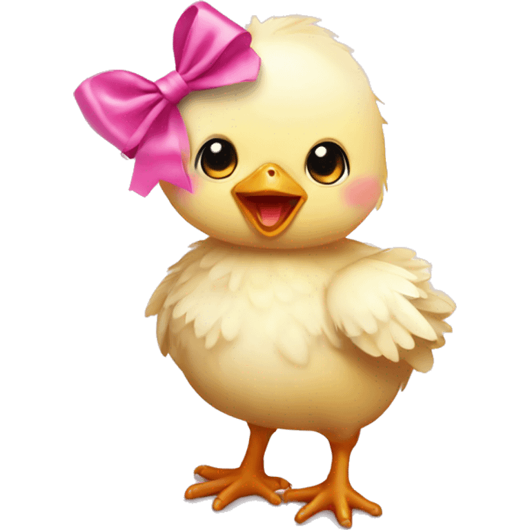 Baby chicken with pink bow emoji