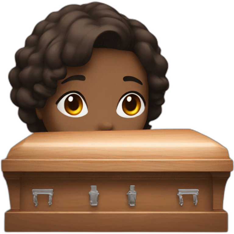 brunette head next to a coffin emoji