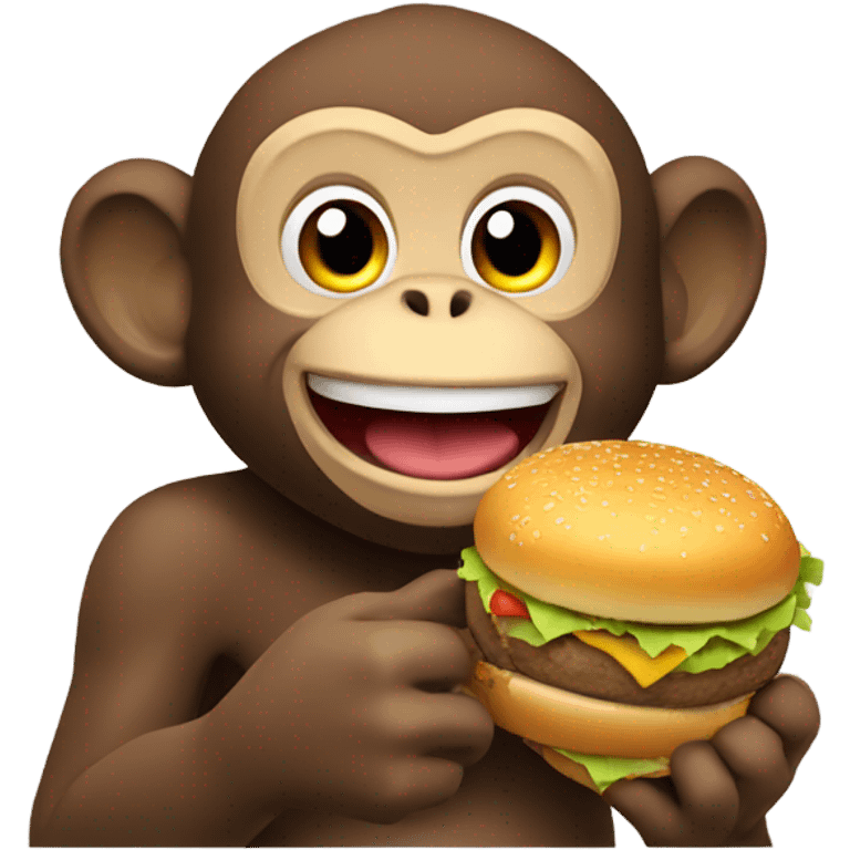 Monkey with burger emoji