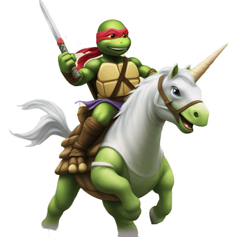 ninja turtle riding a unicorn emoji