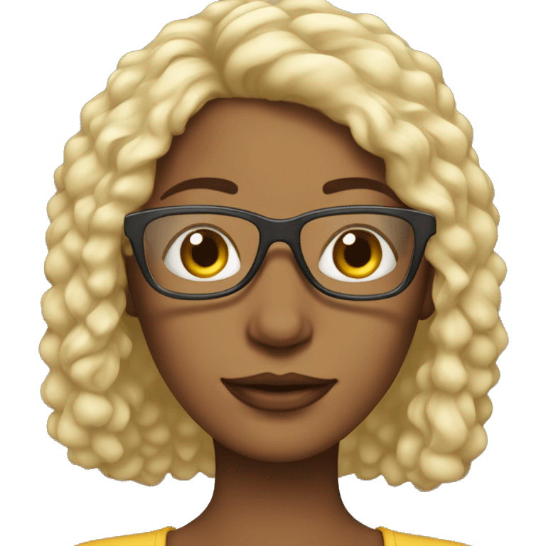 Mulher cabelo cacheado e oculos emoji