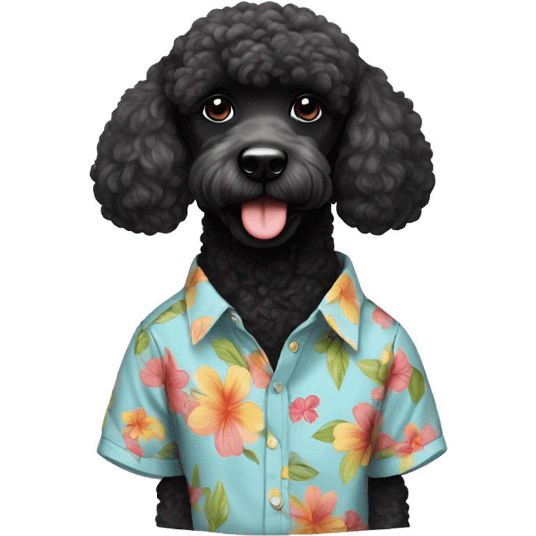 Black poodle with summer shirt emoji