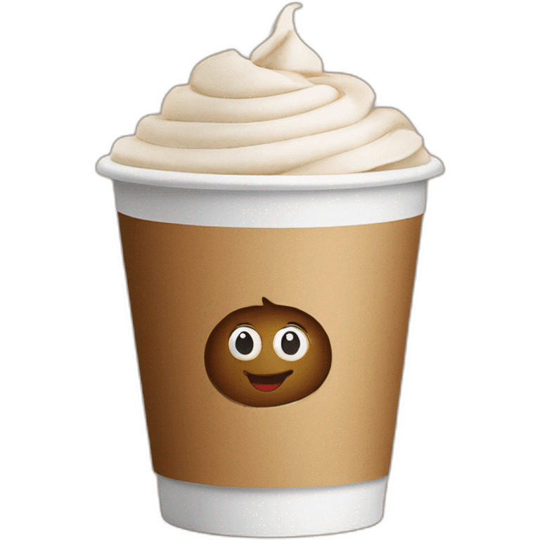 Paper cup with cappuccino with the inscription pitchka emoji