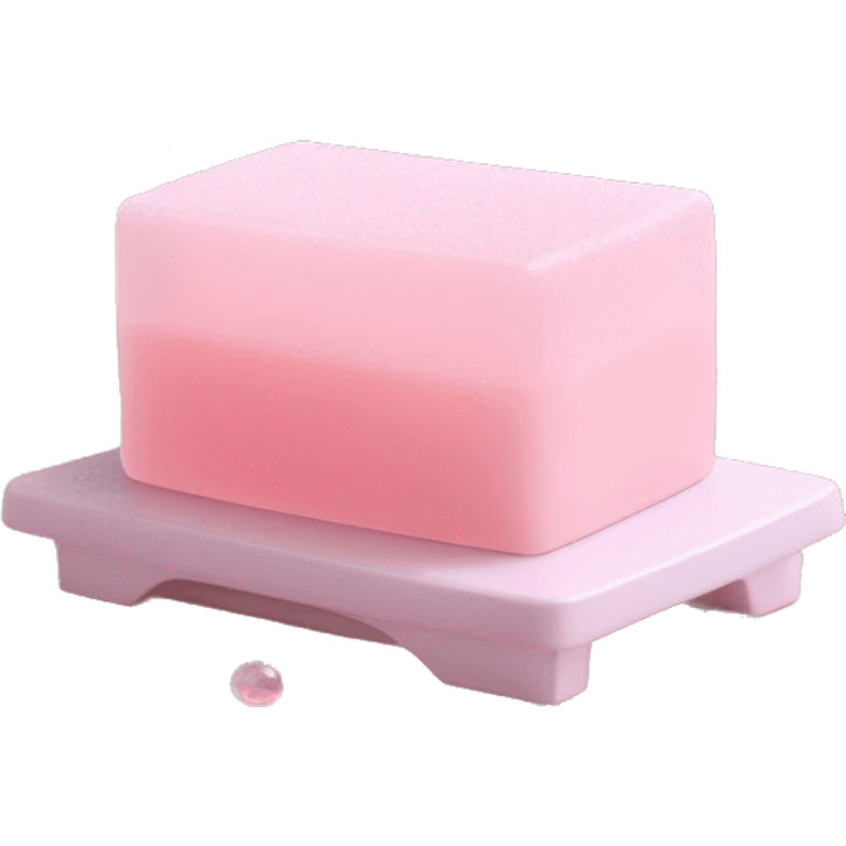 Light pink soap bar sitting on a soap holder, with soap bubbles  emoji