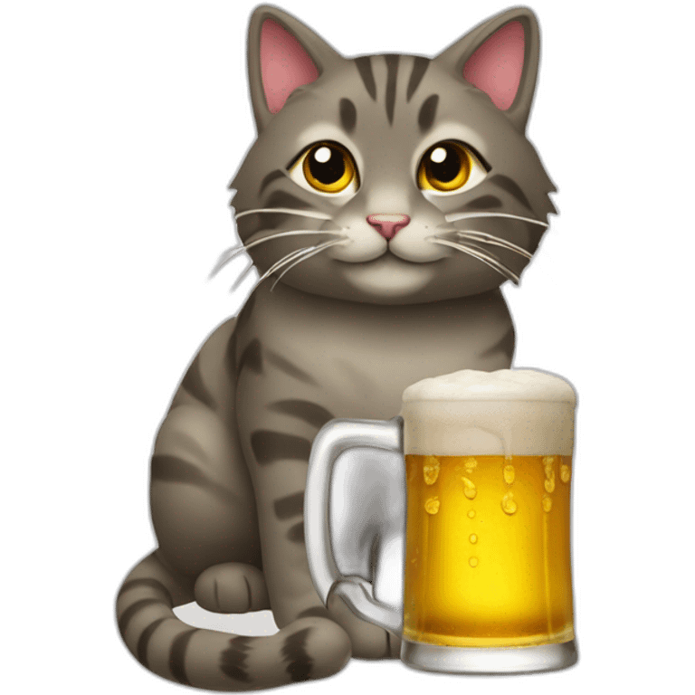 Cat drik the beer emoji