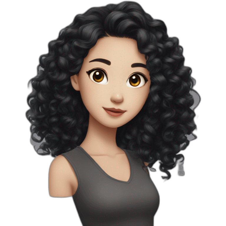 Beautiful girl,Black hair,curls，long hair,Black eyes,Chinese emoji