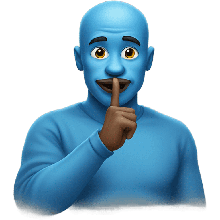 Blue man counts 2 and gives hush sign emoji