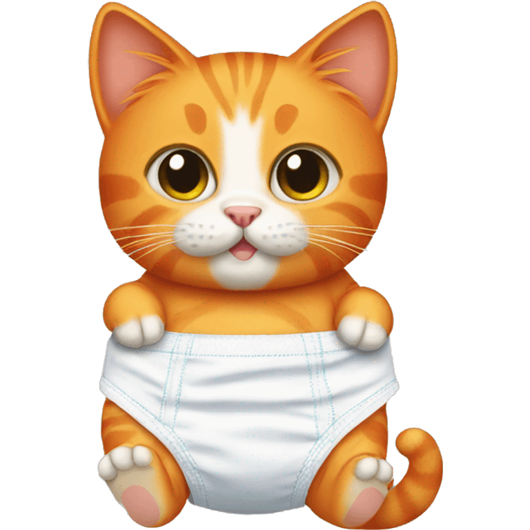 Orange cat with a diaper on emoji