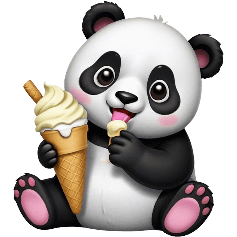 Panda eating ice cream emoji