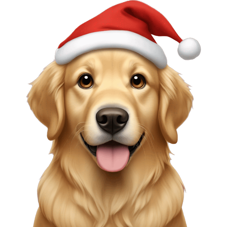 golden retriever with Santa hat emoji