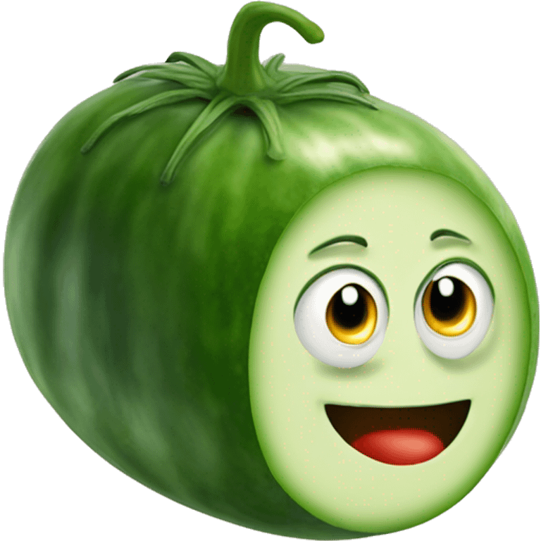 cucumber in the body of a tomato emoji