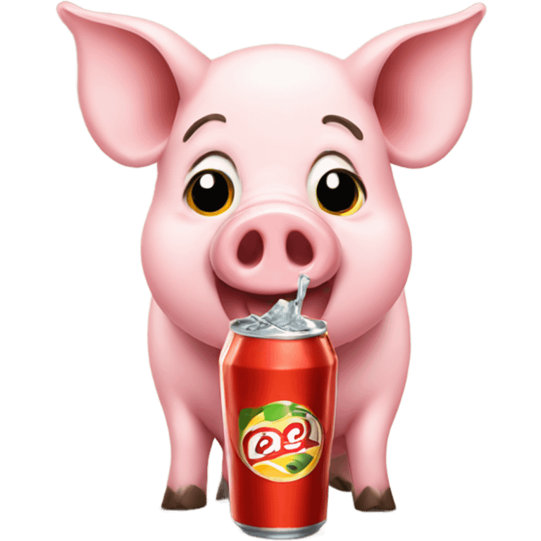 A pig drinking a soda  emoji