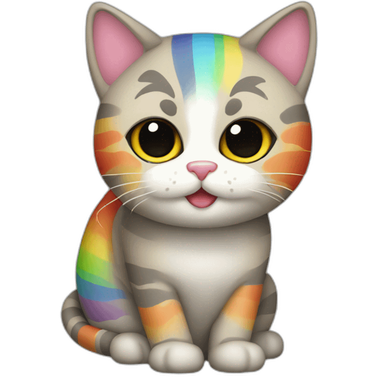 Gravel striped cat with rainbow emoji