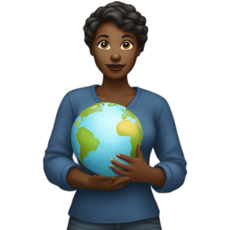  black woman holding a globe in her hand emoji