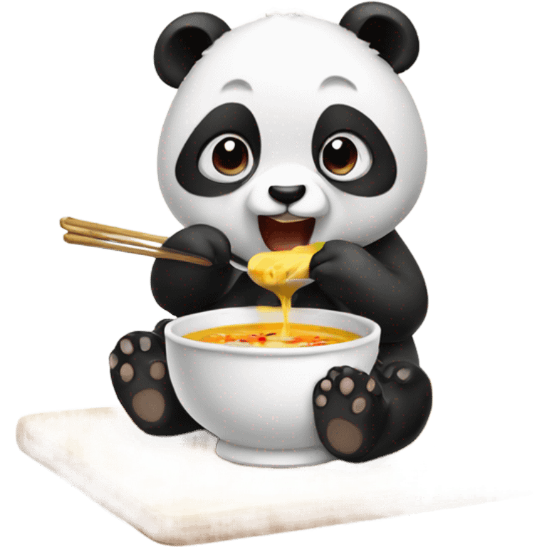 Baby panda eating soup emoji