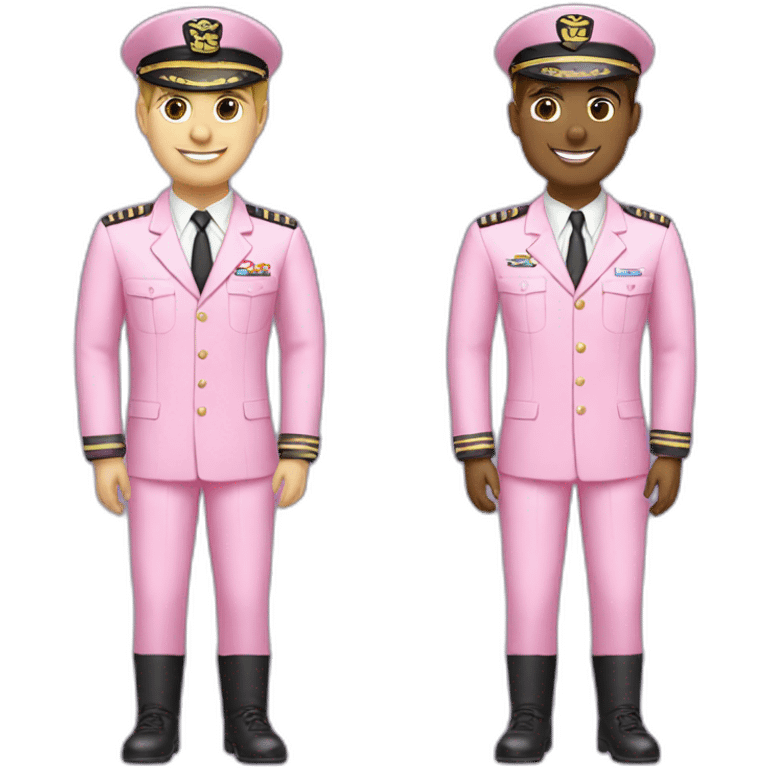 Two white gay civil aviation pilots in pink uniform emoji