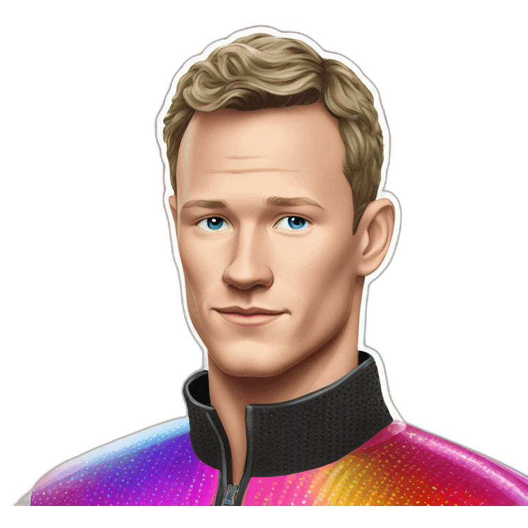 Fancy disco futuristic Jonathan Toews in rainbow bubble emoji