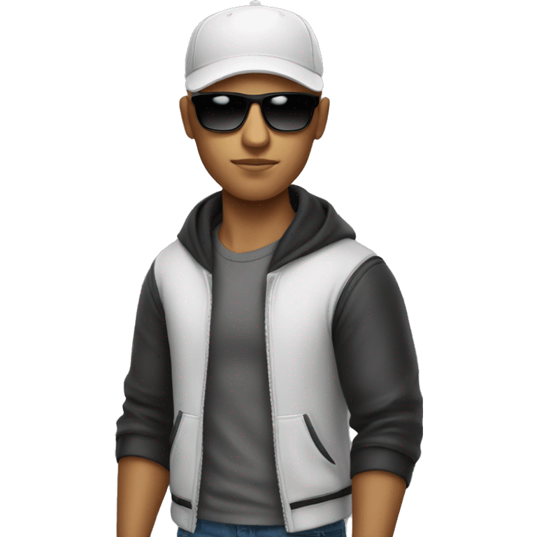 Bald Mexican young man with a baseball cap and sunglasses looking cool emoji