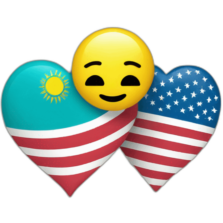 An American and Kazakh flag joined by a heart emoji