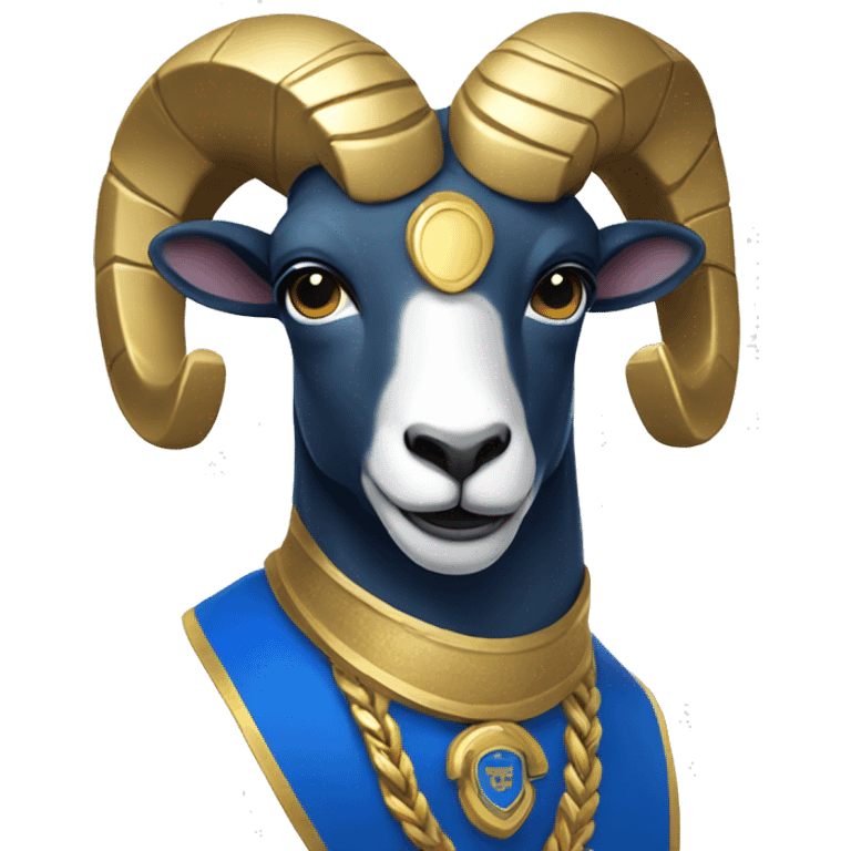 Ram wearing gold and blue  emoji