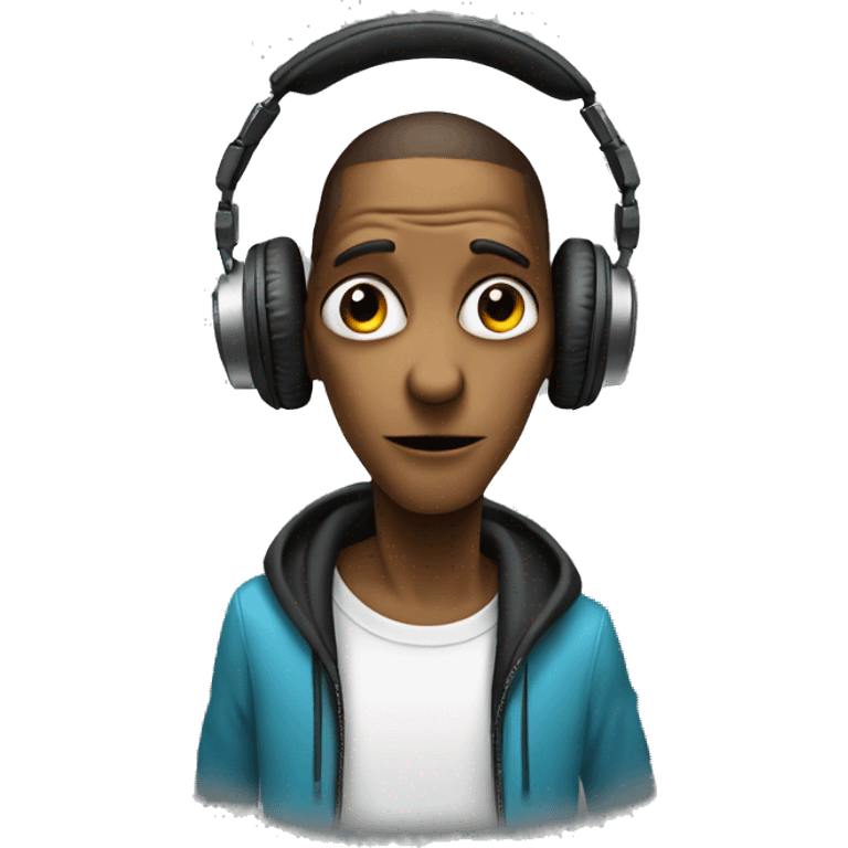 et dj with headphones shaking emoji