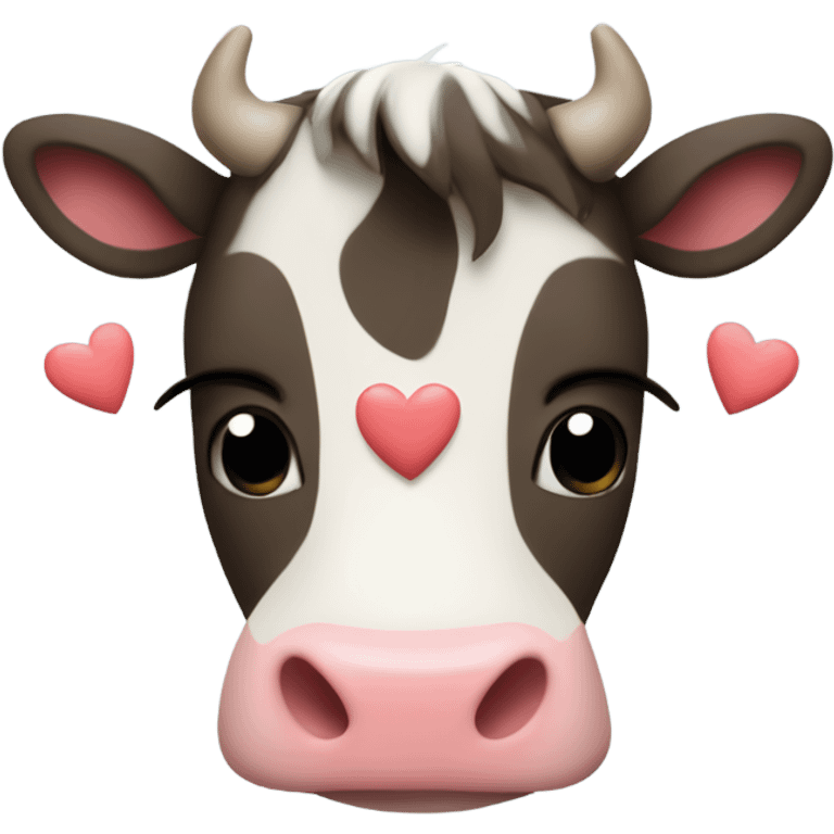 una vaca con corazones  emoji