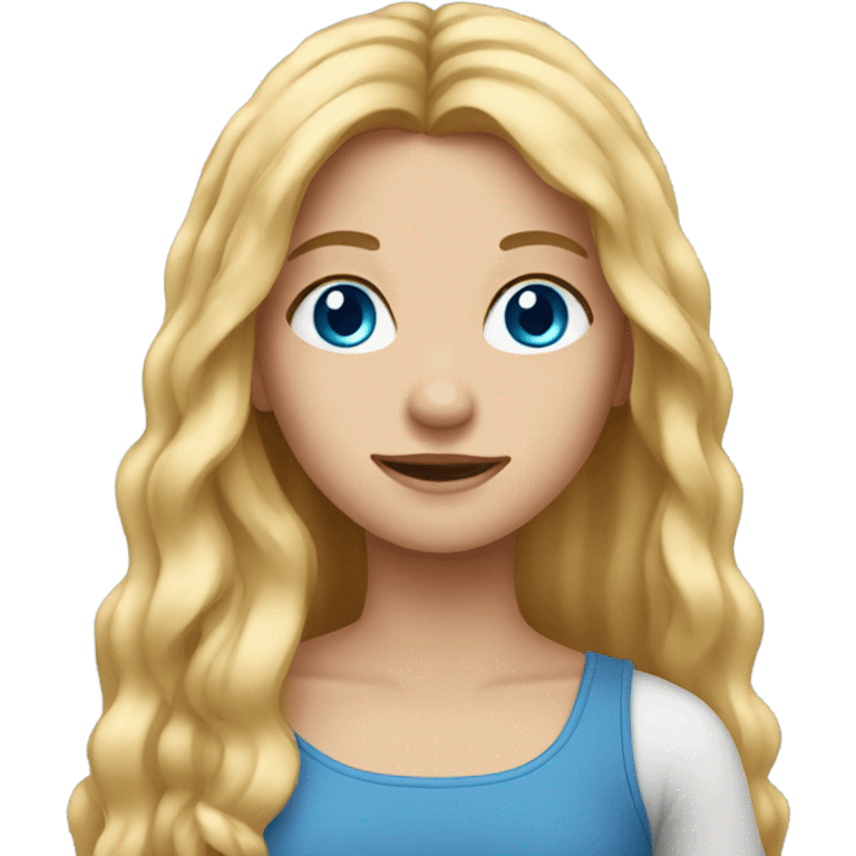 Girl with long golden hair and blue eyes  emoji