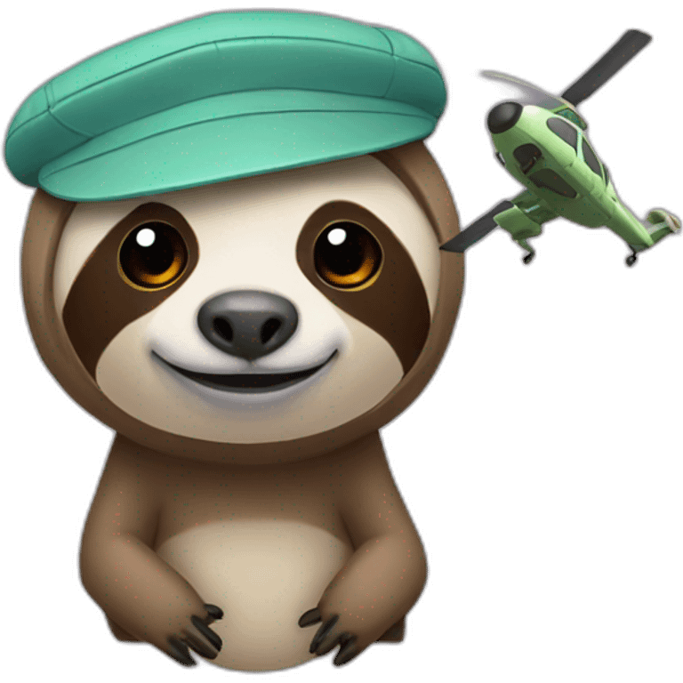 sloth with a helicopter cap emoji