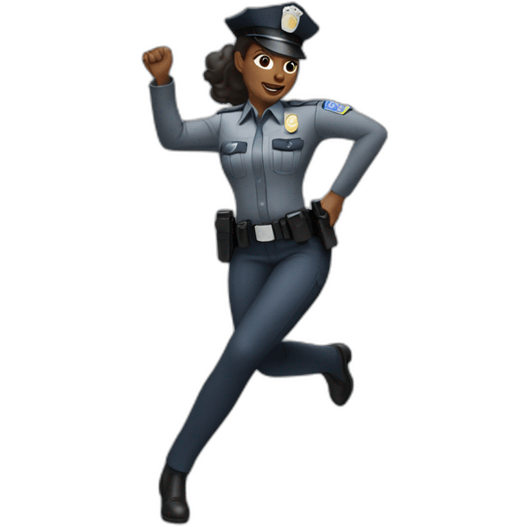 black police woman in light gray uniform dancing emoji