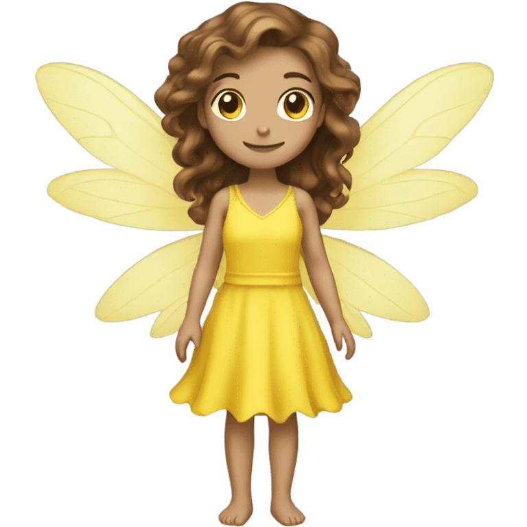 Yellow dress Caucasian brown haired fairy  emoji