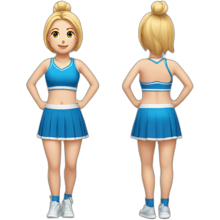 Full body Caucasian curvy cheerleader back and front views emoji