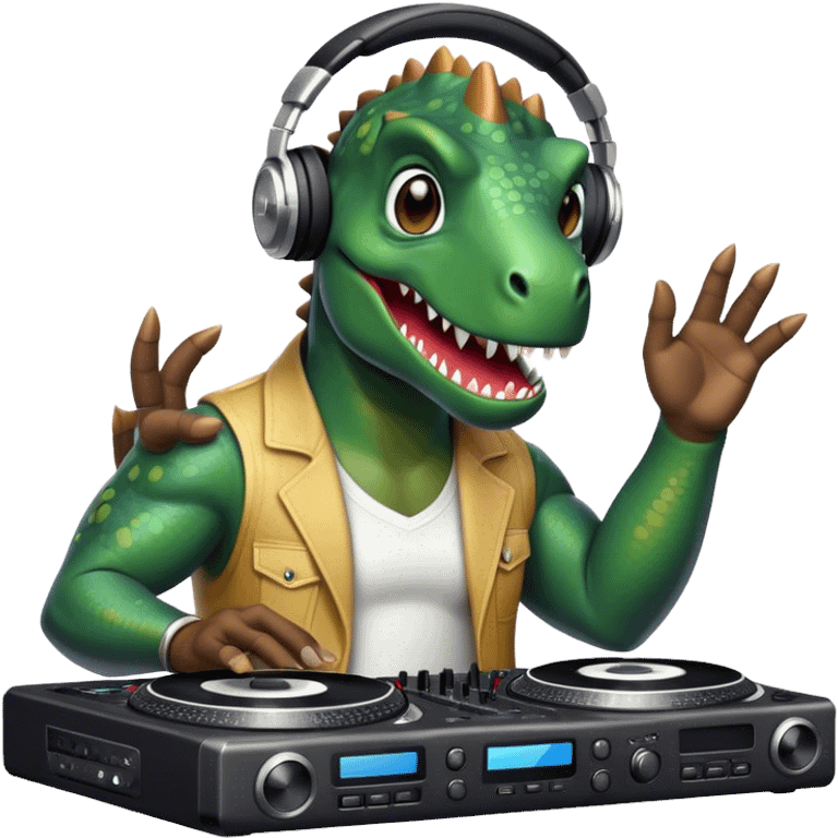 a dinosaur as a dj emoji