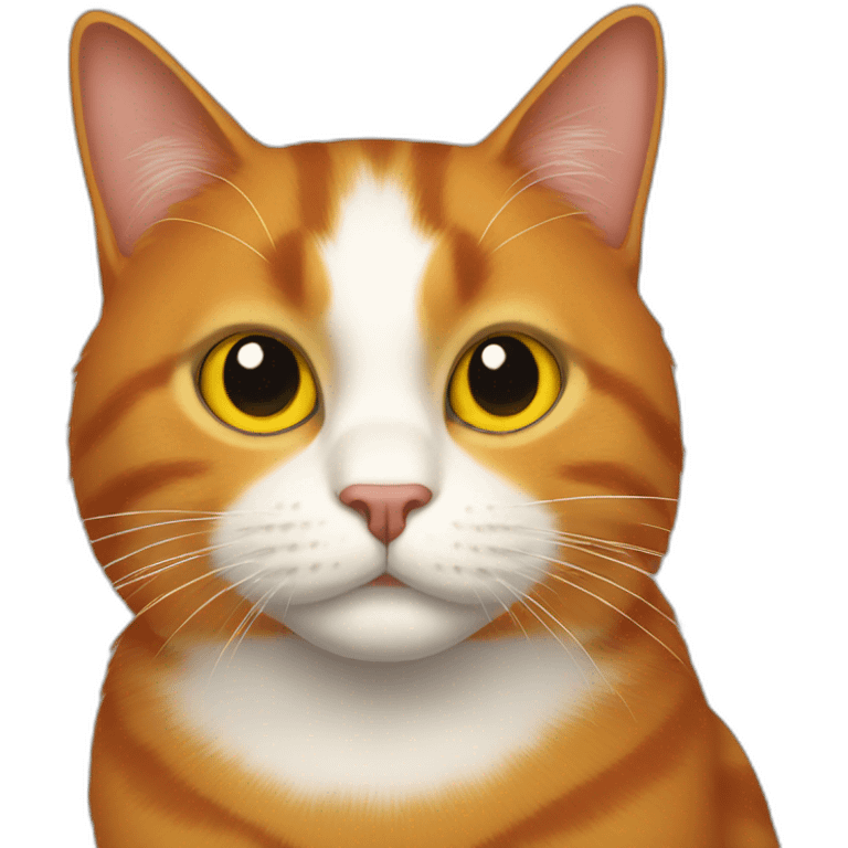 A red cat with a white spot on his face with yellow eyes emoji