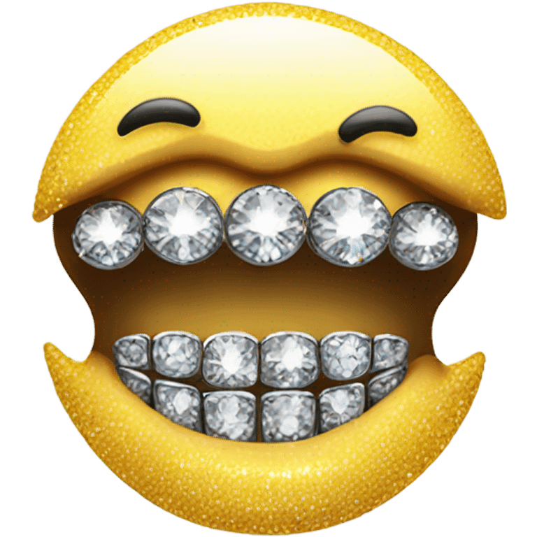 Smiley face with diamond grill emoji