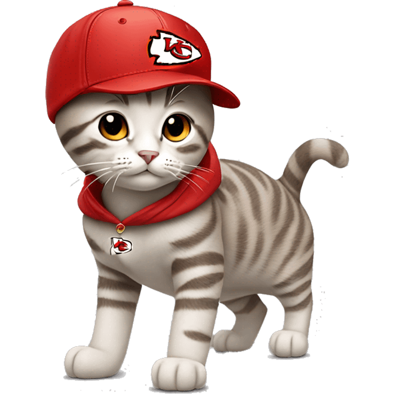 cat wearing a kansas city chiefs hoodie and cap emoji