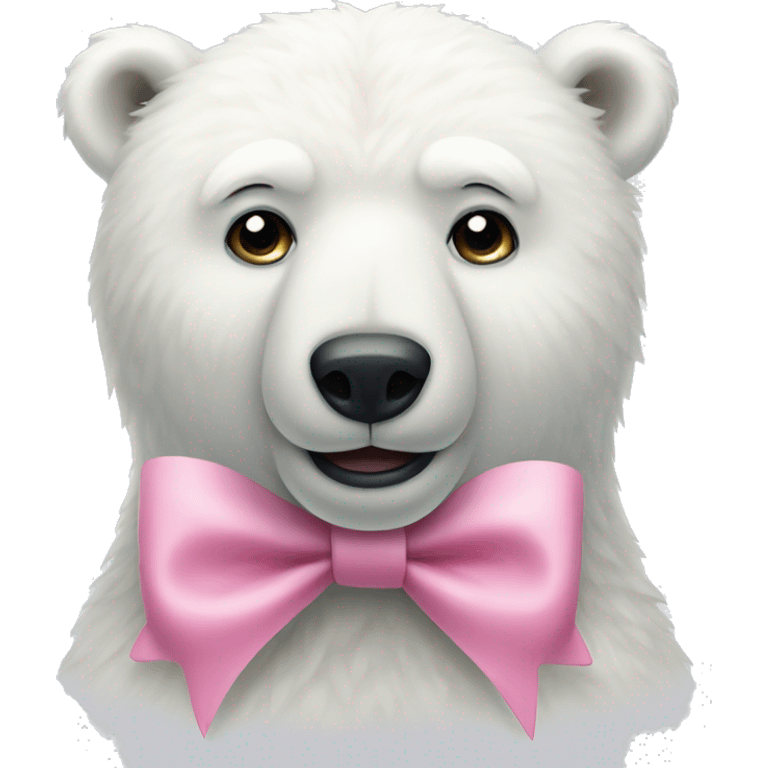 A polar bear wearing a pink bow emoji