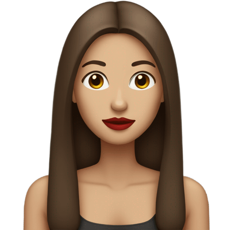 Woman with red lips and straight brown hair white  emoji