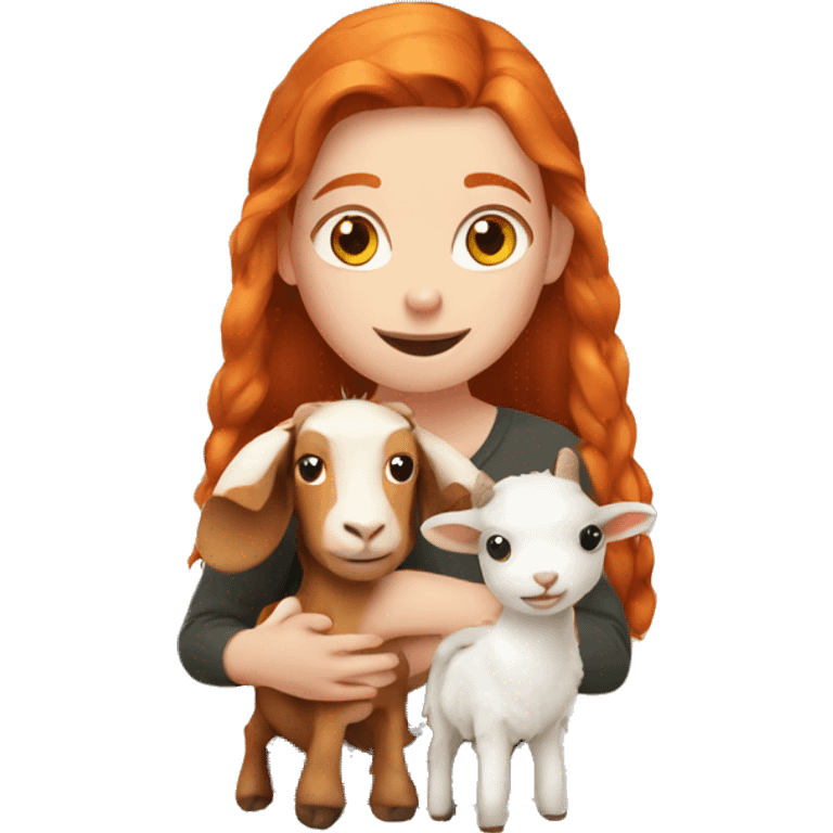 Ginger girl with a goat emoji