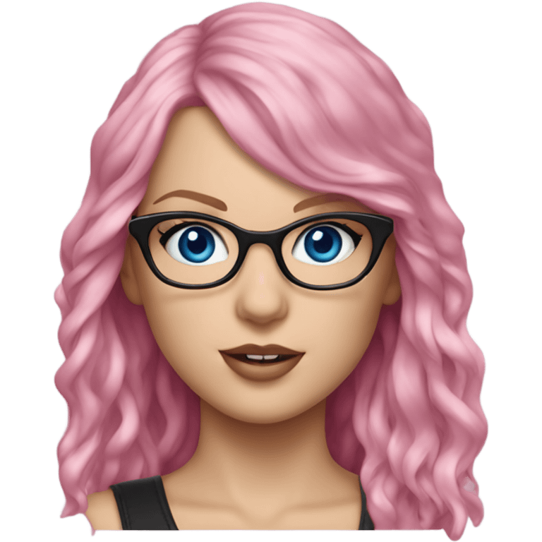 Hyper Realistic Taylor Swift blue eyes and glasses with pink hair  emoji