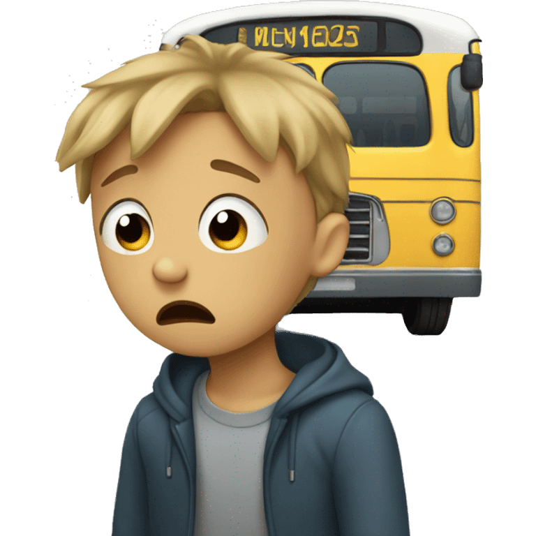 Crying boy on a bus emoji