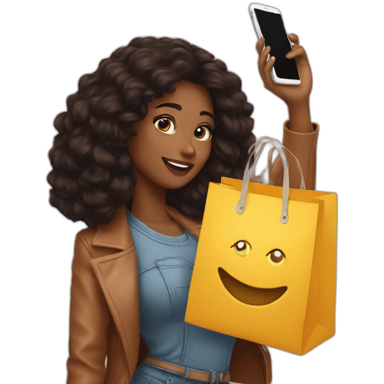 influencer taking selfie with a shopping bag emoji