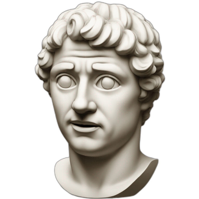 Roman bust sculpture with an expressive face emoji