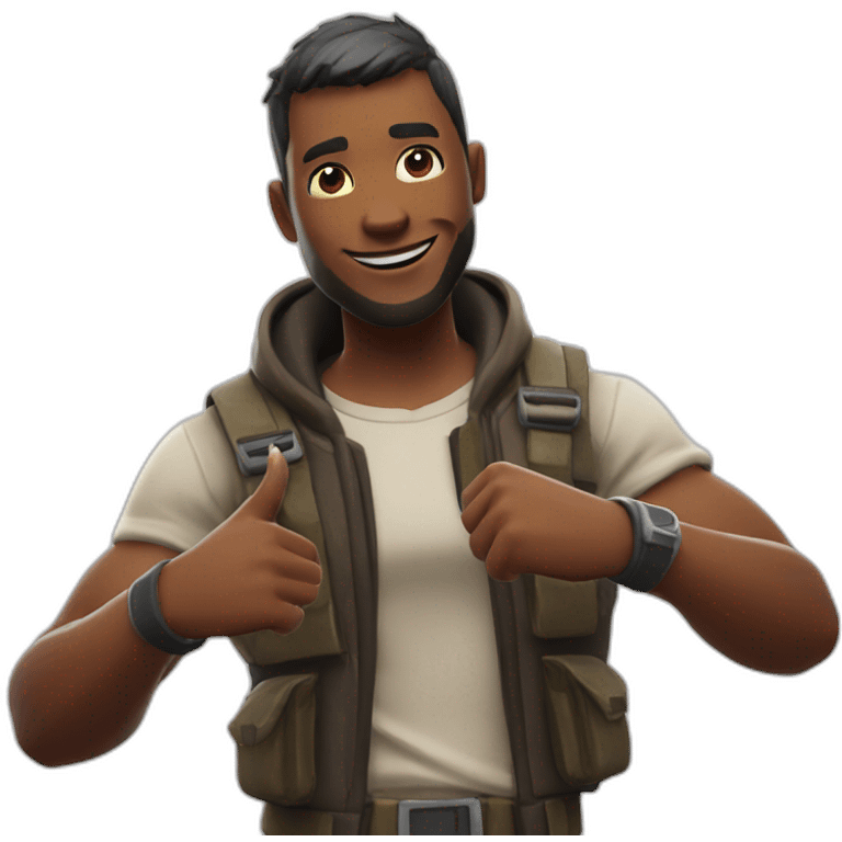 A fortnite skin doing the L pose emoji