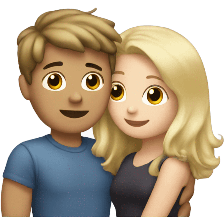 blonde boy hug brunette girl emoji