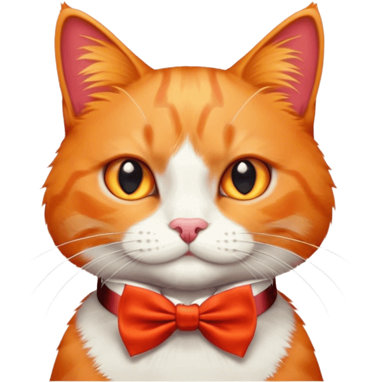 Orange cat with a red bow tie  emoji