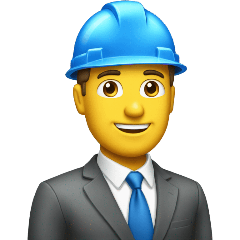 a business man with a blue house builder helnmet emoji