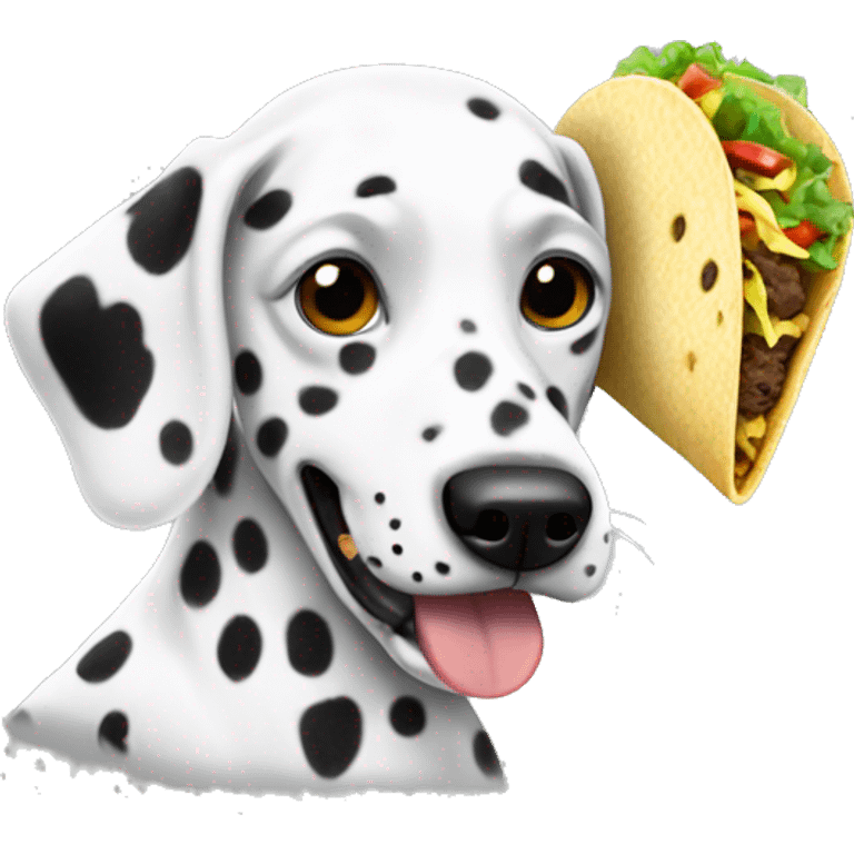 A Dalmatian eating a taco emoji