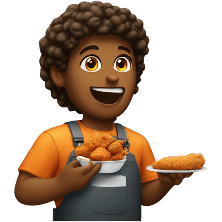 Amazon worker eating fried chicken emoji