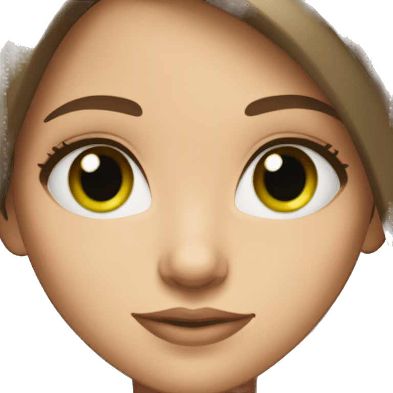 Girl with green eyes pretty eyelashes and medium length brown hair  emoji